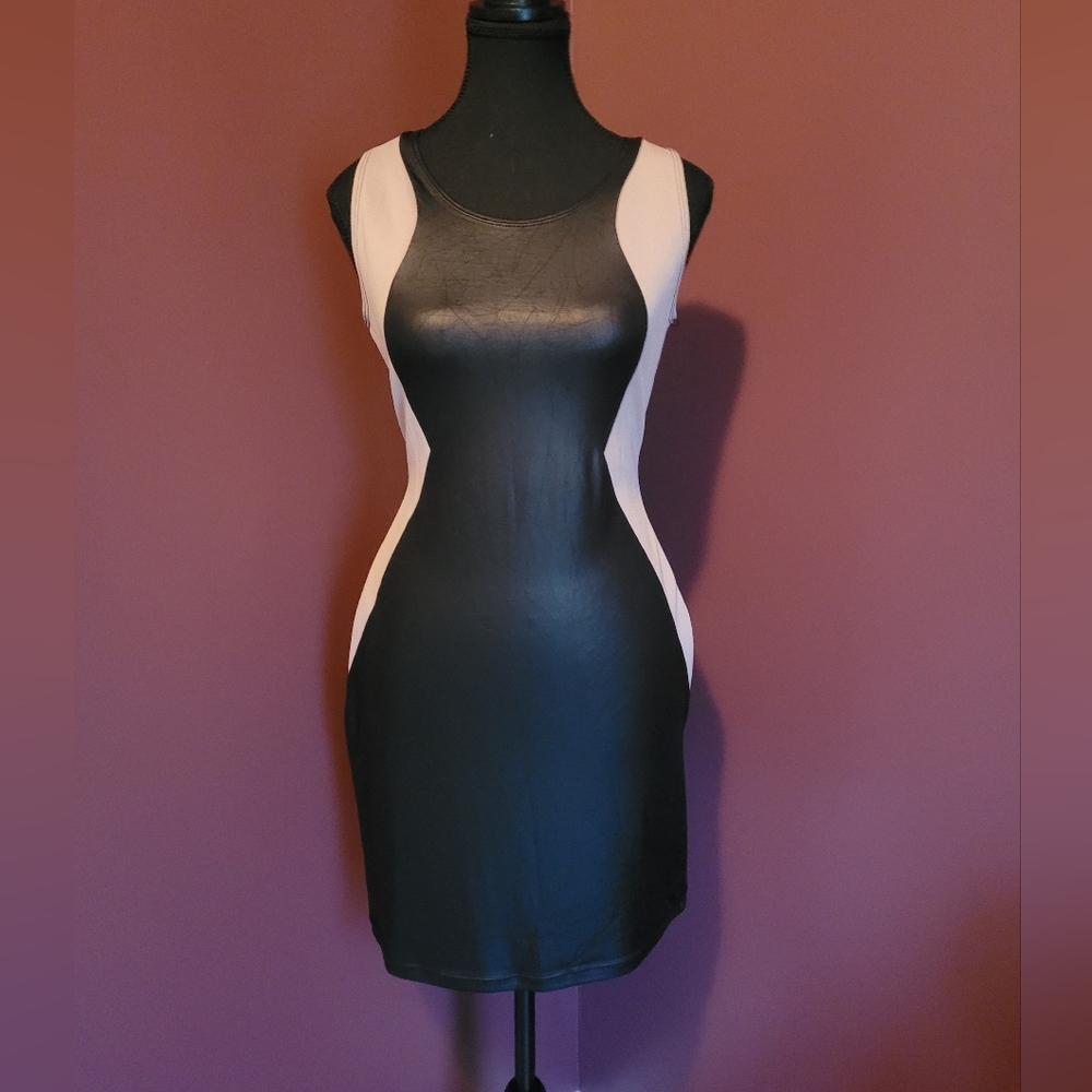 Suzy Shier Black and Light Pink Bodycon Dress